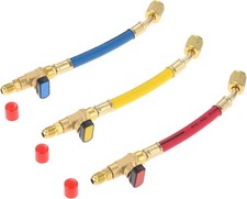 Refrigeration Charging Hose Set with Ball Valve, 1/4" SAE Thread AC HVAC Manifol