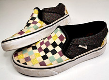 Vans Slip-on Multi-color Checkered Sneakers Shoes Women's 5 Sparkles