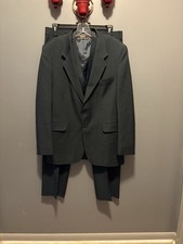 Vintage Mens 3 Piece Navy Pin Striped Suit Levi's Action Suit Jacket Size 42L