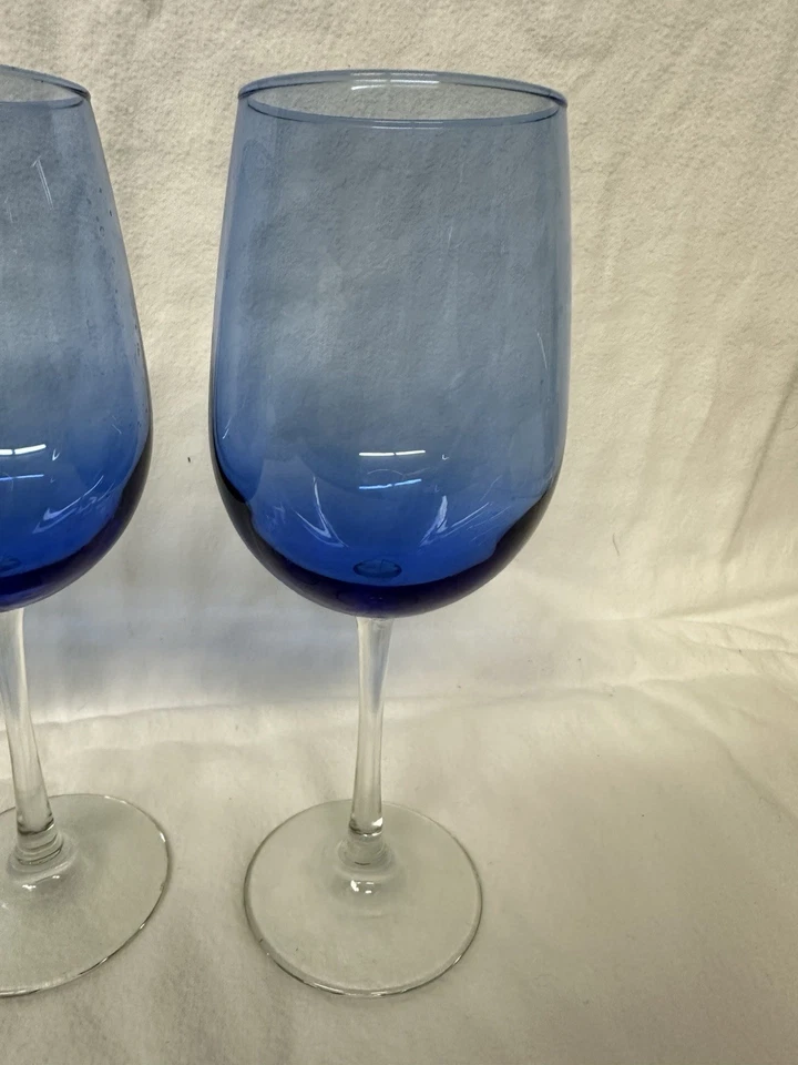 Juego de 3 copas de vino/copas de agua Libbey Vina azul 9,25" vástago transparente 16 oz Foto 4 de 4