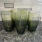 VTG Green Anchor Hocking Set Of 5 Swirl Drinking Glasses