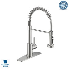Brushed Nickel Kitchen Faucet with Sprayer Deck Plate - Classic Stainless S...