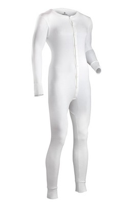 Indera Cotton 1 x 1 Rib Unionsuit - White - Men Size M