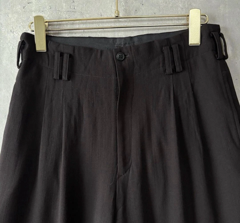 1 Y's Yohji Yamamoto две складки широкие брюки, шерсти вискозы, размер 3 - Изображение 2 из 4