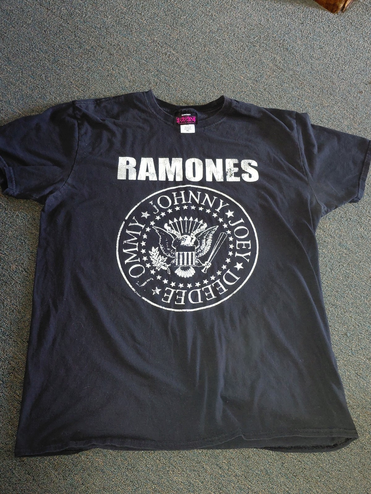 Y2K Ramones 1234 Mens XL Black Seal Logo Punk Rock Graphic T Shirt Band