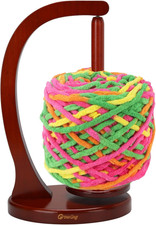 Mahogany Yarn Holder with Magnetic Rotating Pendulum for Knitting Enthusiasts