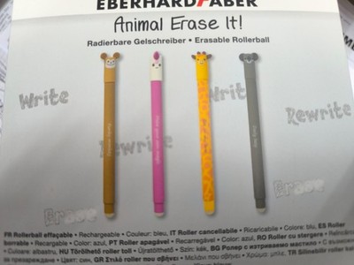 4 versch. Eberhard Faber radierbare Stifte nachfüllbar Animal Erase it!  2025