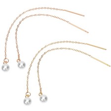  2 Pairs Drop Earrings for Women Long Dangling Dangle Cultured Pearl