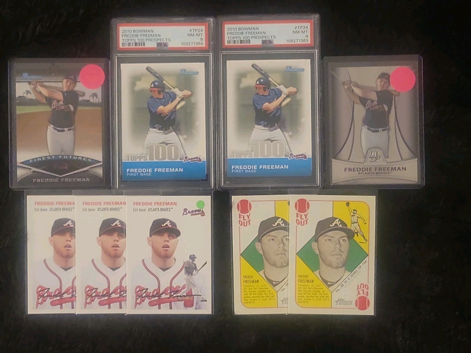  2010 Bowman Freddie Freeman PSA 8 TOP 100 9 Card Rookie Lot #TP24 2010 Platinum view 15