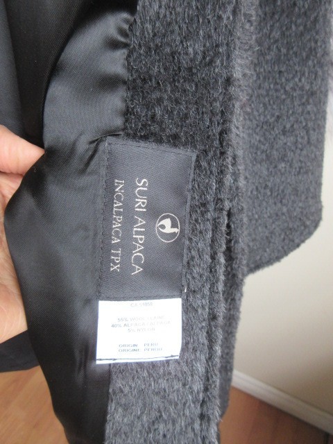 Women's New Charcoal Gray Alpaca Hooded Cape with Silver Fox Fur Trims image 10