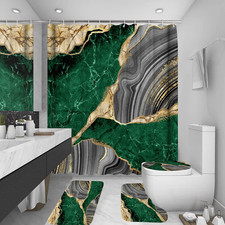 4Pcs Marble Shower Curtain Sets, Bathroom Decor Sets, Luxury Shower Curtain with