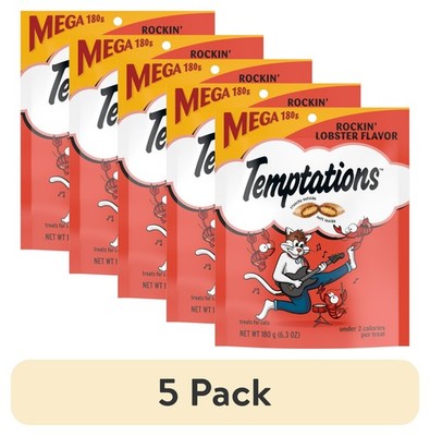 (5 Pack) Temptations Lobster Flavored Crunchy Soft Cat Treats, 6.3 oz Bags