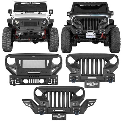 Steel Mad Max Grill Front Bumper Fit Jeep Wrangler JK 2007-2018 w/Winch Plate