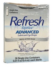 Refresh Optive Advanced Lubricant Eye Drops 30 single use containers DEC 2026