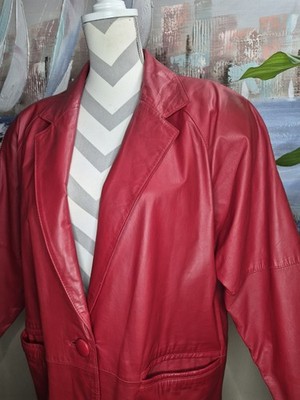 Vintage Global Identity Women's Red Leather Trench Coat
