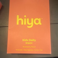 Hiya Kids Iron Chewable Strawberry Sugar-Free Non-GMO Supplement 30 Tablets