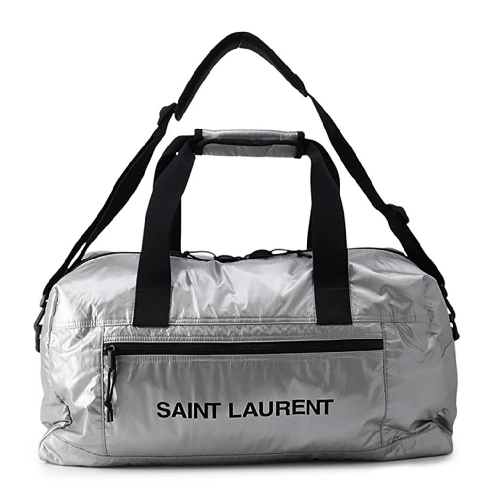 Saint Laurent — SAINT LAURENT PARIS Nook's Duffle 2-way Travel Bag Nylon/Canvas Silver/Black...