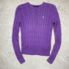 Polo Ralph Lauren Cable Knit Womens Purple Sweater Size S