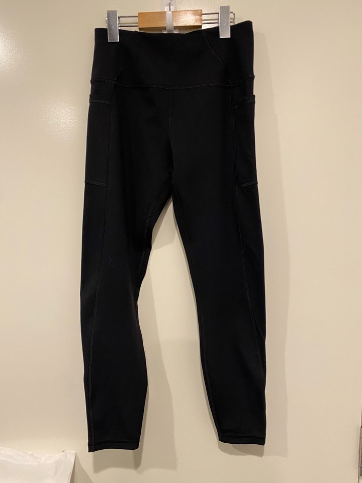 X by Gottex 7/8 Length Black Leggings Side Pockets High Waist Size S
