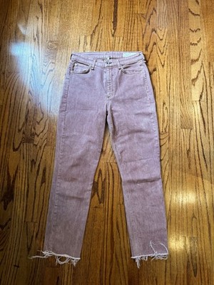 Rag & Bone Nina Jeans Womens 28 High Rise Cigarette Light Plum Organic Cotton
