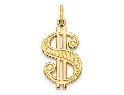 10K Gelbgold Dollarzeichen Charm Anhänger (OHNE KETTE)