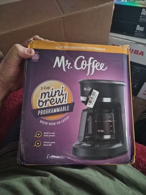 Mr. Coffee 5-Cup Programmable Coffee Maker Black: Drip Coffee Machine, Electric,