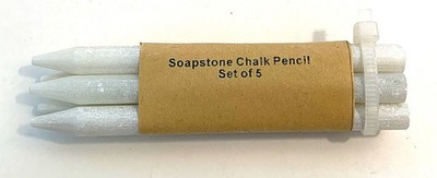 NEW Set of 5 Natural Round Soapstone Chalk Pencils for Slate Metal Stone Tile