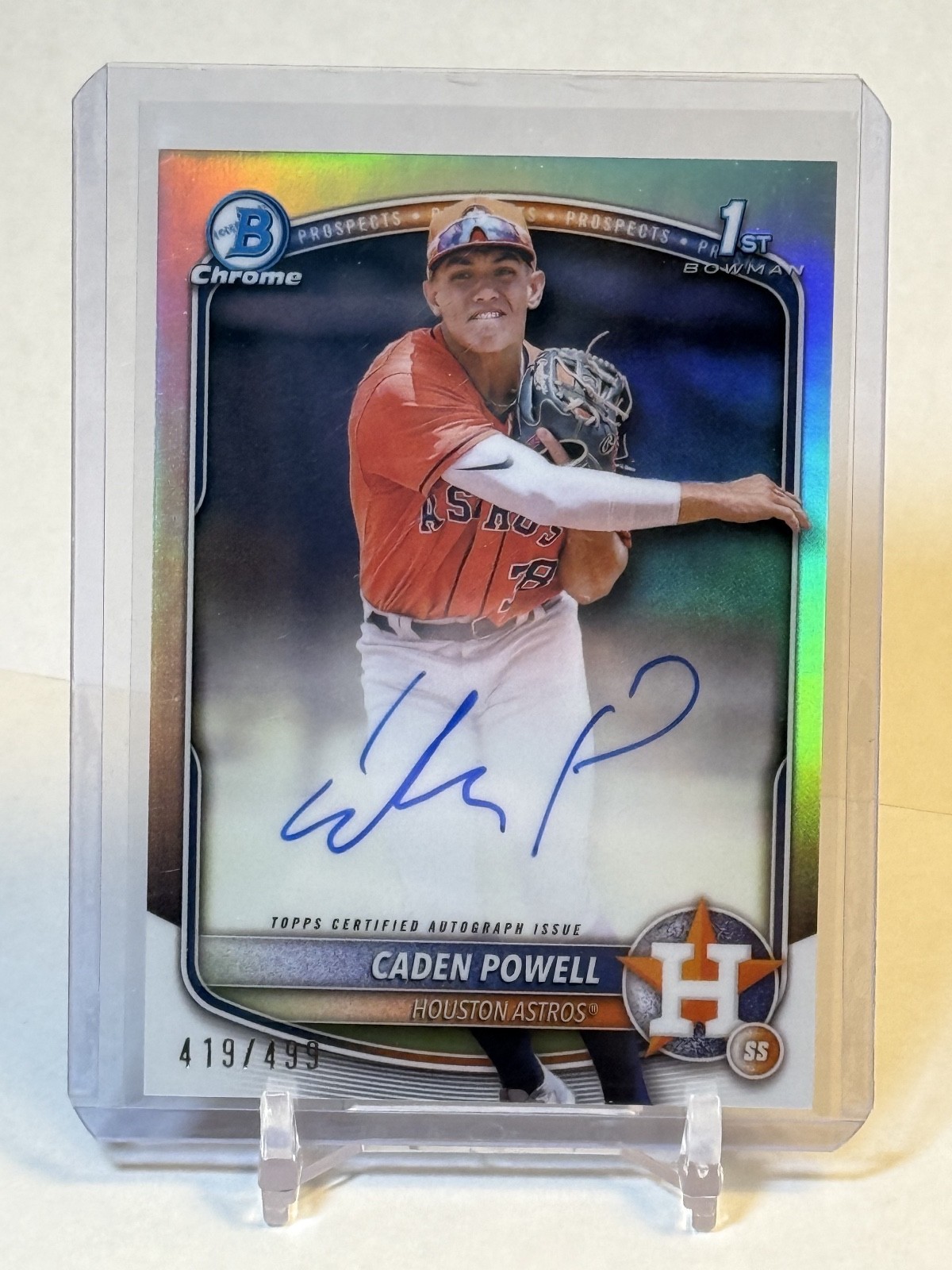 2025 Bowman Chrome CADEN POWELL CPA-CPO 1st ROOKIE AUTO Refractor /499 ASTROS