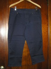 FADED GLORY PULL ON DARK NAVY CROPPED PANTS LEGGING CROPPED PANTS SZ 14 0226