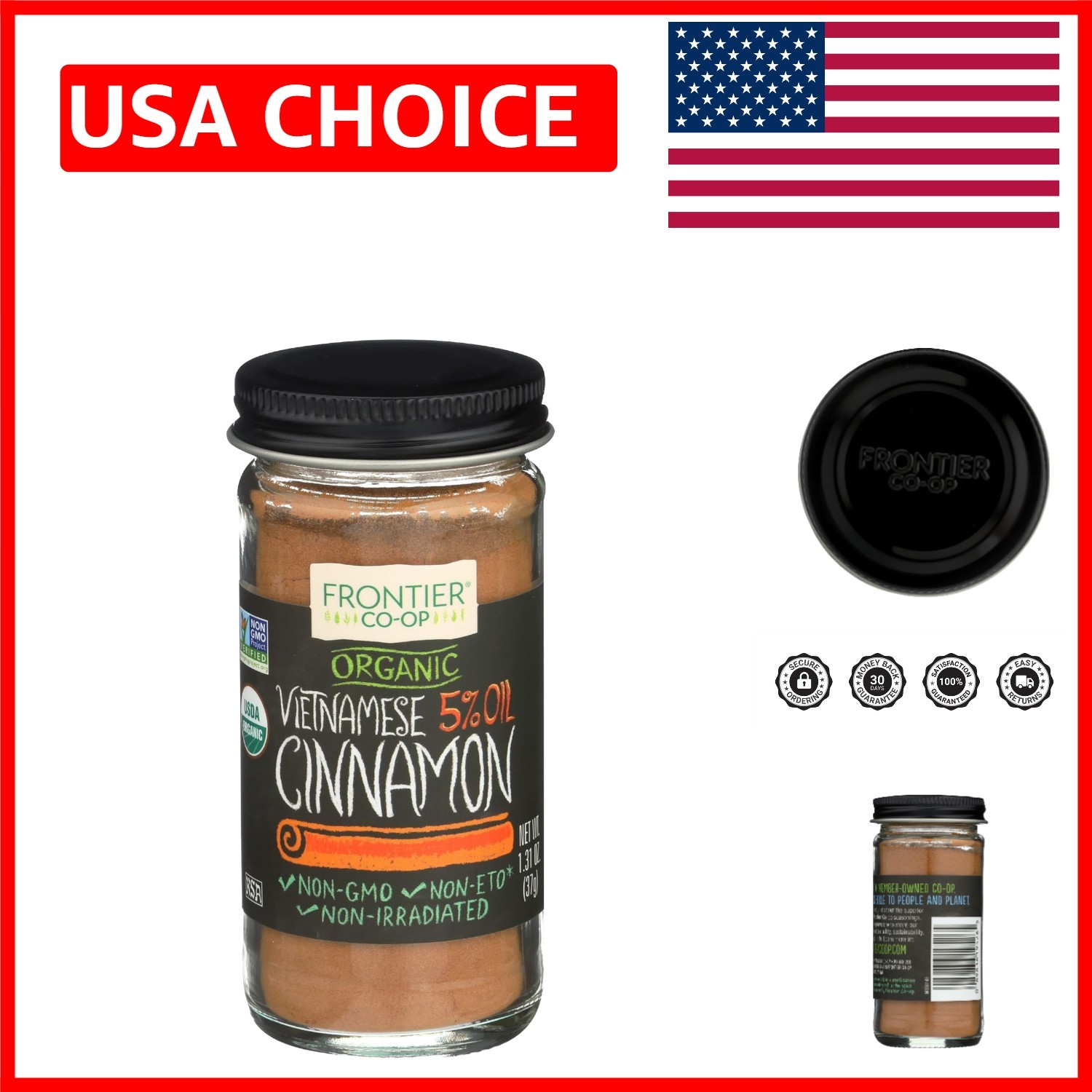 Organic Ground Cinnamon 1.31Oz - Vietnamese Excellence, Kosh