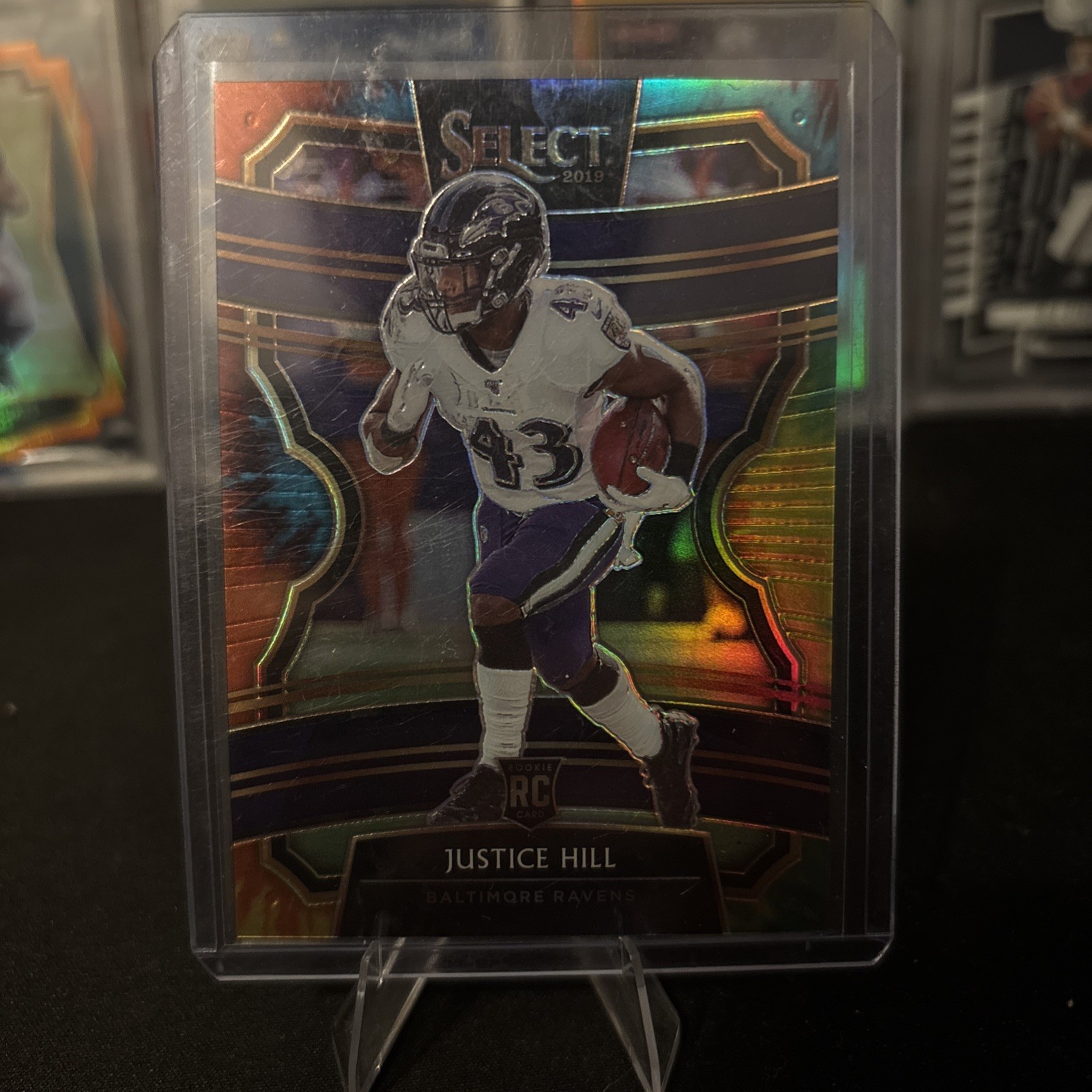 2019 Panini Select - Concourse Justice Hill #28 Tie-Dye Prizm /25 (RC)