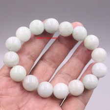 Natural Grade A Jade 13mm Glossy Round Beads Bracelet Fit 6.88inch Wrist