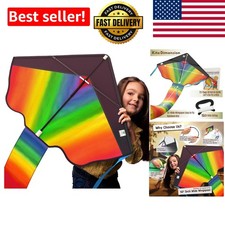 42-Inch Easy-Fly Rainbow Kite for Kids  Adults - Perfect for Outdoor Fun