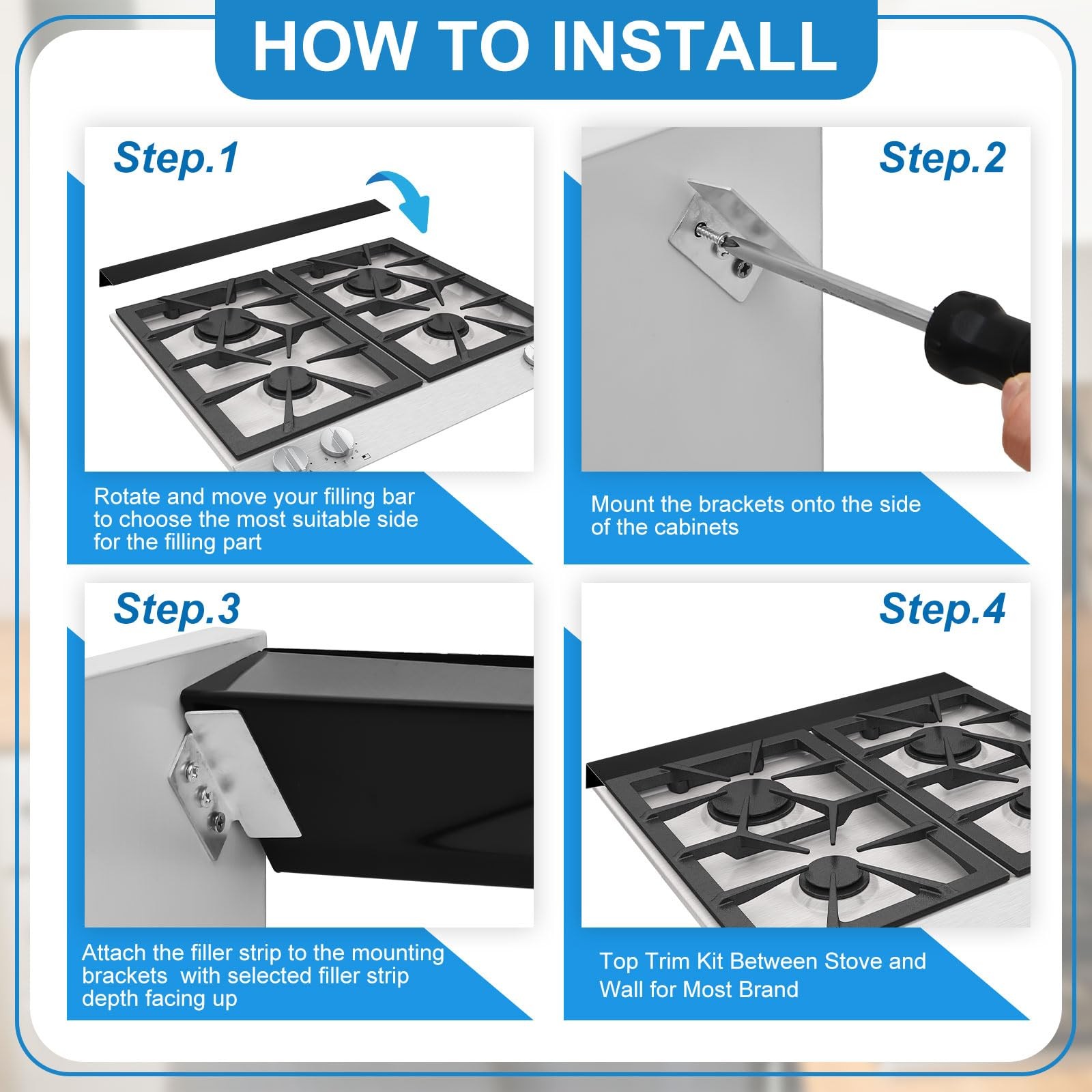 30 Inch Slide in Range Rear Filler Kit, Large Stove Gap Cover, Cooktop Trim K...