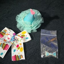 Girls Birthday Party Hair Bow Clips Multicolor Glitter Beaded Decorative Set