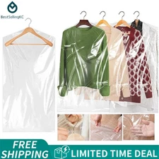 10pcs Clear Suit Cover Dust-proof Hanging Garment Storage Bag Dress Clothes Coat