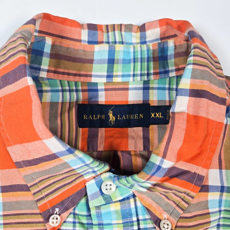 Рубашка на пуговицах мужская Polo Ralph Lauren XXL клетчатая оранжевая Madras Tartan - Изображение 3 из 4