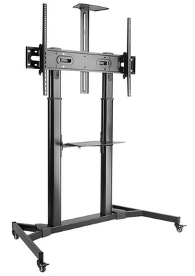 Ricoo TV-Rollwagen schwarz höhenverstellbar neigbar Rollen Ablage 55-110''