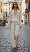 CIDER Ribbed High Waist Pull on Elastic Waist Wide Leg Pants Size XS