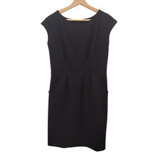 Quince Ultra-Stretch Ponte Cap Sleeve Dress Black Basic Sleeved S