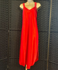 Vintage CALIFORNIA DYNASTY Midi NIGHTGOWN Medium LIQUID Poly Satin LACE Boudoir