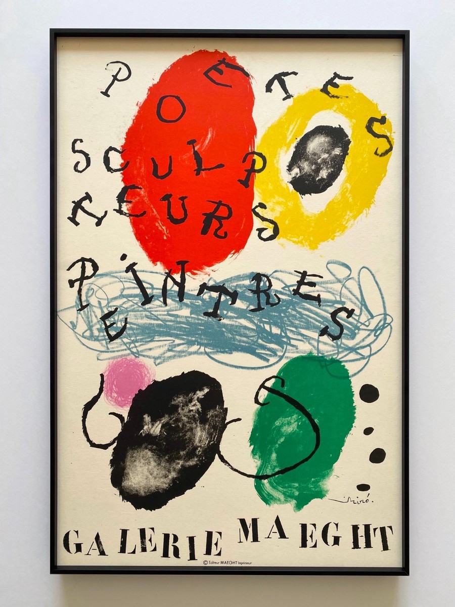 JOAN MIRO RARE 1960 MODERNIST LITHOGRAPH PRINT FRAMED PARIS
