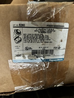 Thomas & Betts 4'' Liquid-Tight Flexible 90° Conduit Connector Threaded MPN 6260