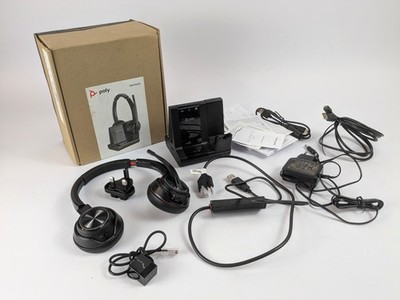 Poly Savi 8220 DECT Wireless Headset in Schwarz mit Ladestation