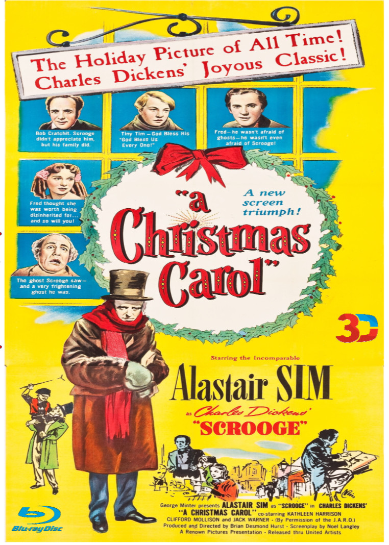 A Christmas Carol  1951 SCROOGE BLURAY  3-D COLOR-B&W Holiday ALASTAIR SIM