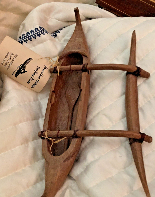 Vintage Hawaii Outrigger Wa'a Surfing Canoe Hand-carved Koa Wood Paddle 1960s