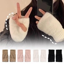 Half-finger Plush Gloves For Women's Winter Warmth- Gloves;'/ Knitted W4I5