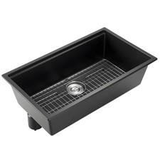 Uimoso 33-Inch Granite Single Bowl Kitchen Sink for Undermount or Drop-In Use
