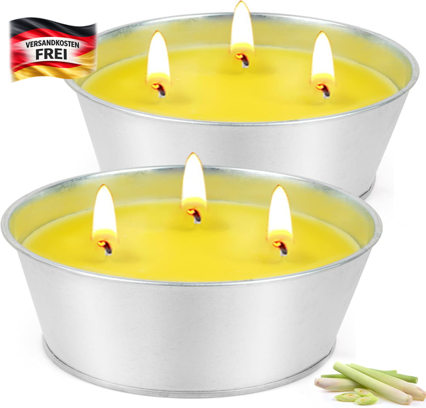GroßE Citronella Outdoor Kerze Set Mit 3 Dochten FüR Garten Terrasse Camping-image