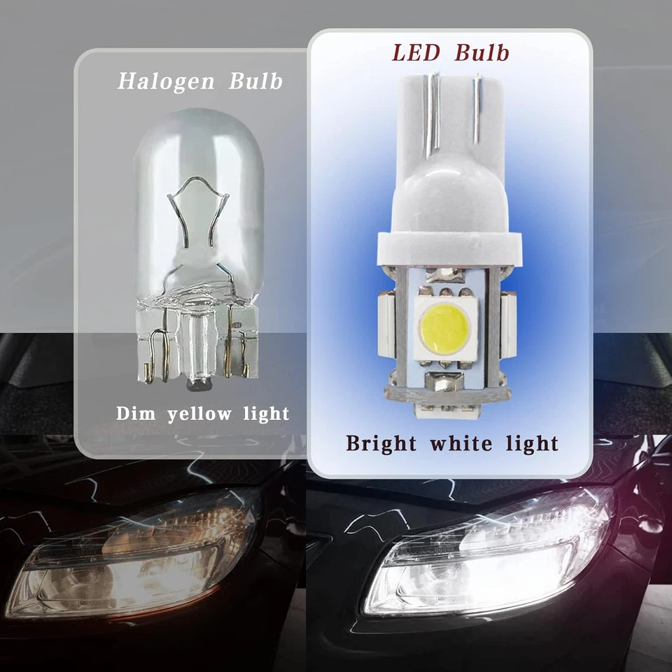 10PCS 194 LED Light Bulb 6000K Wedge T10 LED Bulb 5SMD 5050 Chips, 168 T10 2825 - Image 4 of 4